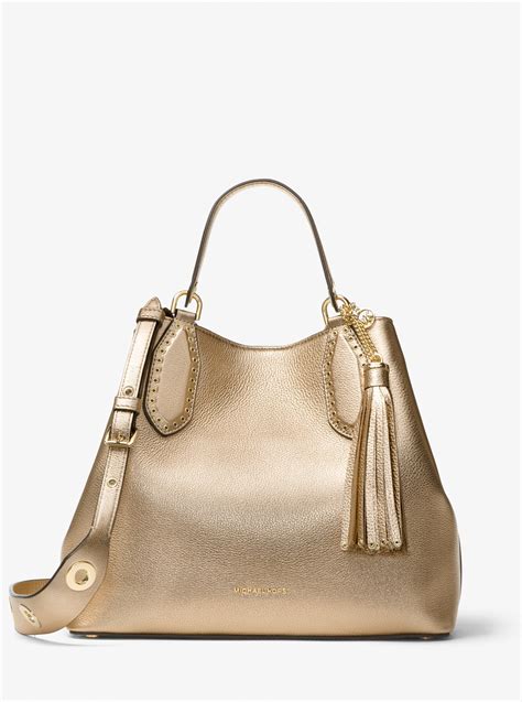 michael kors brooklyn gold satchel|Michael Kors contrast trim wallet.